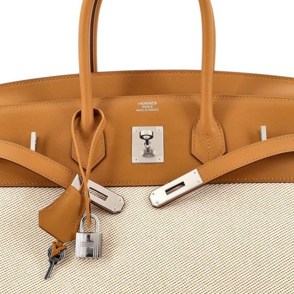 Hermes Fray Fray Birkin Bag Toile and Swift 35 Neutral - Picture 7 of 8